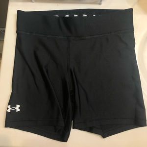 Under Armor Women's HeatGear Armour Mid-Rise Middy Shorts.